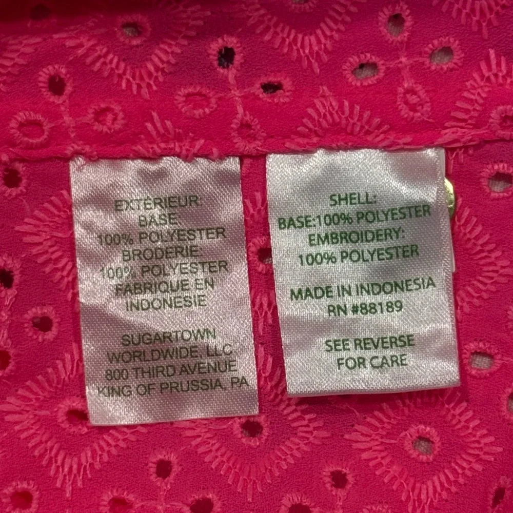 Lilly Pulitzer Bright Pink Eyelet Blouse - Picture 11 of 11